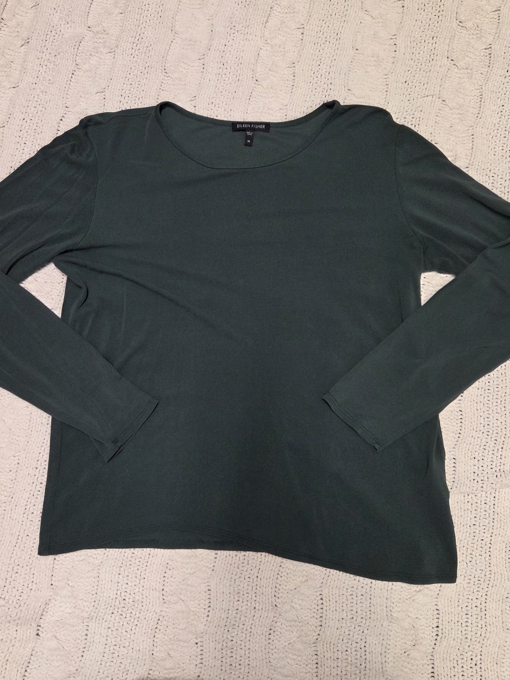 Eileen Fisher Forest Green Long Sleeve Crewneck